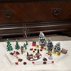 Festive Mini Village Figurines Holiday